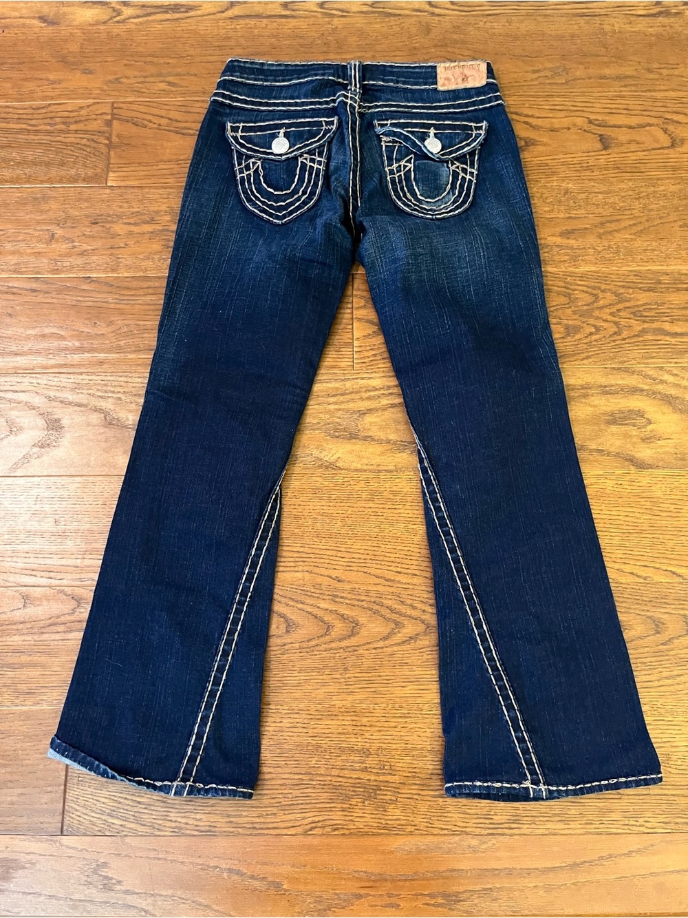 True Religion Dark Blue Flare Jeansâ with Contrast Stitching